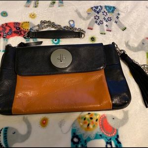 DKNY Two-Toned Leather Clutch/Shoulder Bag